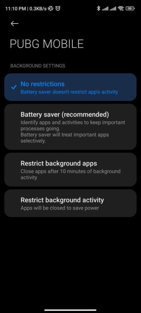 Turn OFF Battery Optimization For PUBG App