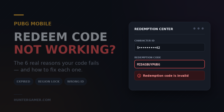 PUBG Mobile redeem code not working error on the redemption center