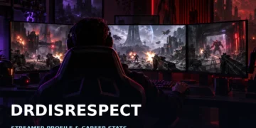DrDisrespect wearing his signature black mullet wig, sunglasses and tactical vest