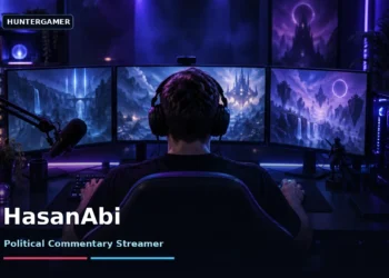 HasanAbi streaming setup dark cinematic esports atmosphere