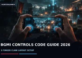 BGMI 3 finger claw layout showing left-thumb joystick, top-left index-finger fire button and right-thumb aiming area