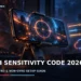 Mobile gamer holding a phone with a BGMI sensitivity settings screen beside gyro and touch-control symbols