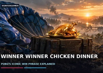 PUBG-themed featured art with Winner Winner Chicken Dinner text celebrating a match victory