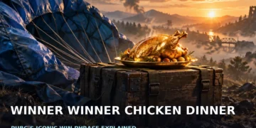 What Is Chicken Dinner in PUBG? Meaning and Winning Tips 1 PUBG-themed featured art with Winner Winner Chicken Dinner text celebrating a match victory