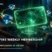 Dark cinematic artwork of a glowing membership card and sparkling diamonds hovering over a mobile phone, with moody blue lighting and no text.