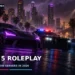 GTA 5 Roleplay: How to Join Servers in 2026 from Bangladesh 2 Dark cinematic view of a GTA V city street at night, with a player character beside a car under streetlights and distant city lights
