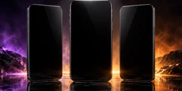 Best gaming phone under 20000 taka in Bangladesh concept with three unbranded phones on a glossy surface