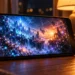 Free Fire lag fix concept with a budget smartphone screen rebuilding from glowing pixels