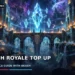 Original artwork of a dark neon-lit fantasy battle arena at night with glowing blue gem crystals