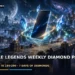 Dark cinematic artwork of glowing diamond crystals floating above a MOBA battlefield beside a phone, with dramatic blue lighting and no text.