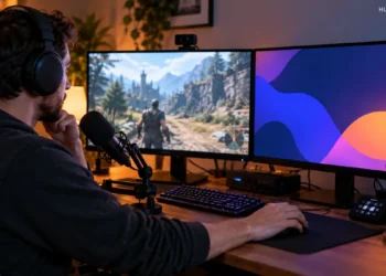 Streamer comparing a gameplay scene and a prepared break scene